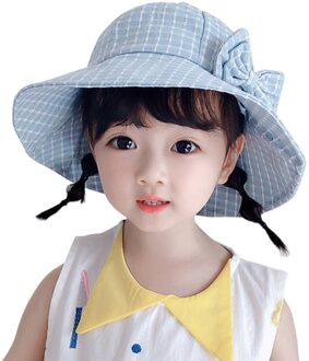 Leuke Leisure Baby Kinderen Hoed Visser Kinderen Eenvoudige Polyester Zachte Leuke Hoeden Platte Top Emmer Zonnehoed licht blauw