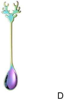 Leuke Lepel Roestvrij Staal Antlers Vorm Koffielepel Dessertlepel Ijs Kerst Gewei Thee Tiny Roeren Lepels blauw