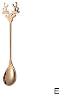 Leuke Lepel Roestvrij Staal Antlers Vorm Koffielepel Dessertlepel Ijs Kerst Gewei Thee Tiny Roeren Lepels geel