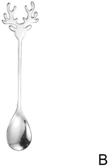 Leuke Lepel Roestvrij Staal Antlers Vorm Koffielepel Dessertlepel Ijs Kerst Gewei Thee Tiny Roeren Lepels zilver