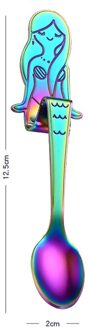 Leuke Mermaid Theelepel Handvat Lepels Suiker Dessert Bestek Opknoping Cup Koffie Thee Drinken Gereedschap Roestvrij Staal Keuken Gadget regenboog