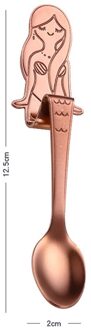 Leuke Mermaid Theelepel Handvat Lepels Suiker Dessert Bestek Opknoping Cup Koffie Thee Drinken Gereedschap Roestvrij Staal Keuken Gadget roos gouden