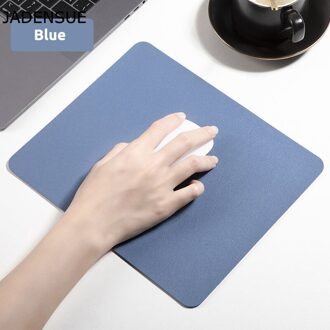 Leuke Muis Pad Pu Leer Effen Kleur Eenvoudige Bureau Matten Waterdicht Kantoor Laptop Muis Mat Computer Gaming Deskpad 25x21cm blauw