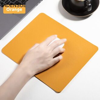 Leuke Muis Pad Pu Leer Effen Kleur Eenvoudige Bureau Matten Waterdicht Kantoor Laptop Muis Mat Computer Gaming Deskpad 25x21cm oranje