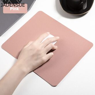 Leuke Muis Pad Pu Leer Effen Kleur Eenvoudige Bureau Matten Waterdicht Kantoor Laptop Muis Mat Computer Gaming Deskpad 25x21cm roze