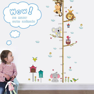Leuke olifant leeuw dierentuin Hoogte Maatregel Muur Sticker home Decoratie Kids kinderen kamer hoogte Heerser dieren stickers Art Decals