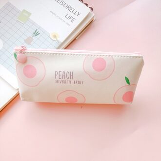 Leuke Perzik Etui Canvas Briefpapier Tas Pouch Voor Meisje Briefpapier Canvas Potlood Tas Schoolbenodigdheden