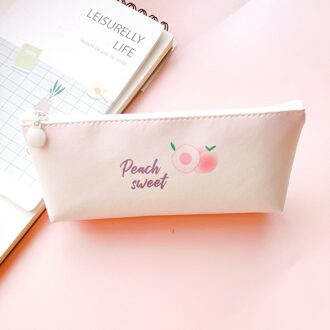 Leuke Perzik Etui Canvas Briefpapier Tas Pouch Voor Meisje Briefpapier Canvas Potlood Tas Schoolbenodigdheden