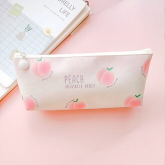 Leuke Perzik Etui Canvas Briefpapier Tas Pouch Voor Meisje Briefpapier Canvas Potlood Tas Schoolbenodigdheden