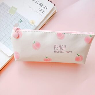 Leuke Perzik Etui Canvas Briefpapier Tas Pouch Voor Meisje Briefpapier Canvas Potlood Tas Schoolbenodigdheden