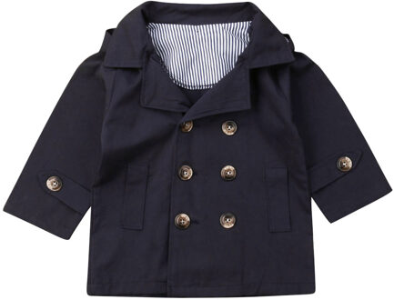 Leuke Peuter Baby Boy Herfst Winter Warme Capuchon Dikke Geul Uitloper Casual Kids Kleding Jas marine blauw / 2T