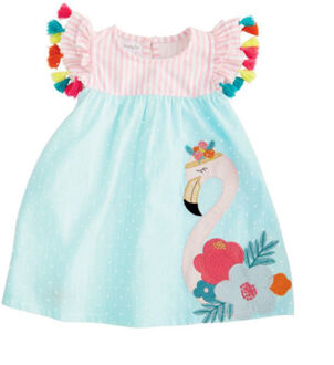 Leuke Peuter Kids Meisjes Flamingo Zomer Casual Cartoon Jurk Sundres Kleding Maat 2-6 T 6T