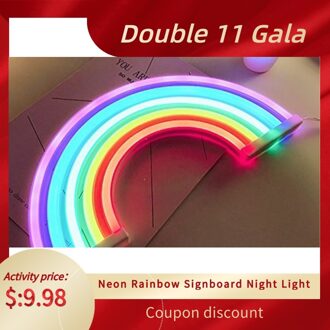 Leuke Regenboog Neon Sign Led Regenboog Licht Lamp Voor Dorm Decor Regenboog Decor Neon Lamp Muur Decor Kerst Neon lamp Buis