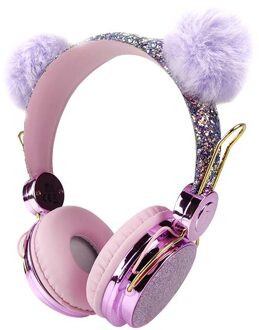 Leuke Roze Bedrade Headset Draadloze Hifi Muziek Stereo Bass Hoofdtelefoon Mobiele Telefoons Meisje Dochter Headset Voor Pc Kids