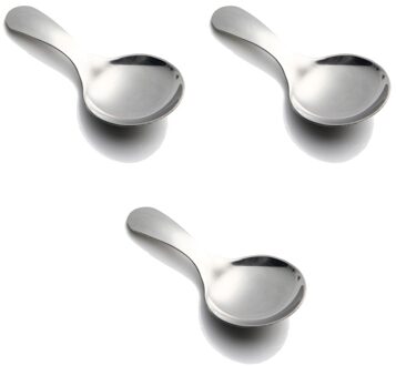 Leuke Rvs Lepel Korte Handvat Suiker Zout Spice Kruiderij Thee Koffie Scoop Kleine Kids Keuken Gereedschap zilver 3stk