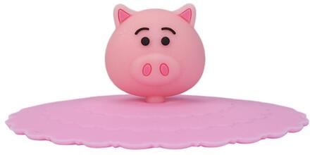 Leuke Silicone Cup Cover Anti-stof Herbruikbare Hoge Temperatuur Weerstand Verzegelde Cups Deksels Thee Mok Kopjes Zuig Seal Cap diameter10 varken