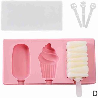 Leuke Silicone Popsicle Mold Set Diy Handgemaakte Ijs Maken Gereedschap Praktische Candy Bar Creatieve Dessert Mold Ice Cube lade grijs
