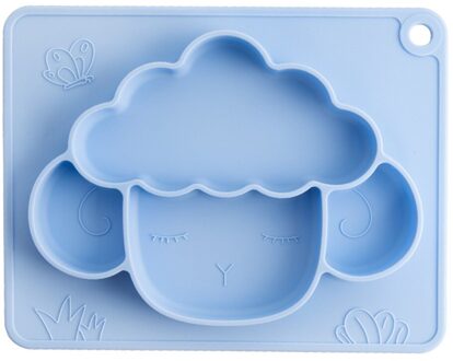 Leuke Siliconen Babyvoeding Plaat Compartiment Lade Servies Voor Kinderen Kinderen blauw