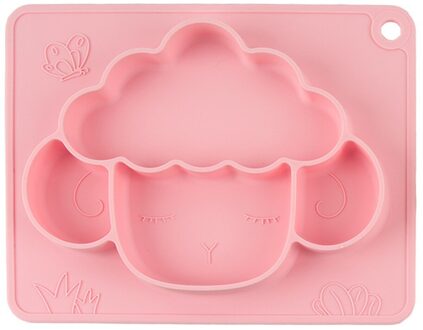 Leuke Siliconen Babyvoeding Plaat Compartiment Lade Servies Voor Kinderen Kinderen roze