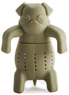 Leuke Siliconen Hond Thee Zetgroep Tea Filter Diffuser Herbruikbare Theezeefje Spice Loose Tea Leaf Herbal Spice Filter Beige