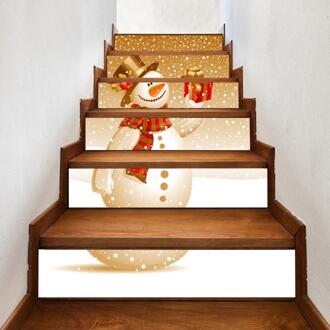 Leuke Sjaal Sneeuwpop Patroon Trap Stickers Verwijderbare Trap Decals Muursticker Voor Kerst Decor