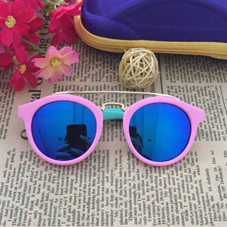 Leuke suqare kinderen zonnebril kids meisjes jongens peuter zonnebril oculos de sol infantil roze-blauw
