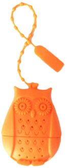 Leuke Uil Theezeefje Thee Zakken Food Grade Siliconen Losbladige Thee Zetgroep Filter Diffuser Fun Cartoon Thee Accessoires oranje
