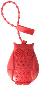 Leuke Uil Theezeefje Thee Zakken Food Grade Siliconen Losbladige Thee Zetgroep Filter Diffuser Fun Cartoon Thee Accessoires rood