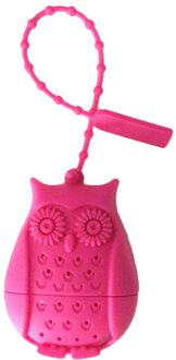 Leuke Uil Theezeefje Thee Zakken Food Grade Siliconen Losbladige Thee Zetgroep Filter Diffuser Fun Cartoon Thee Accessoires roos rood