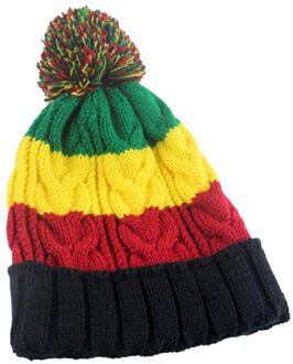 Leuke Unisex Gemengde Kleur Streep Patroon Warme Gebreide Muts Beanie Winter Rekbaar Kleurrijke Unisex Gebreide Muts