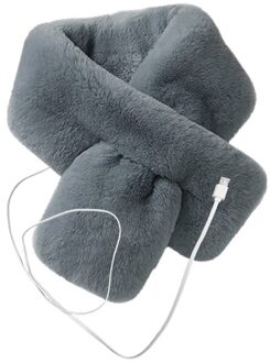 Leuke Verwarmde Sjaal Kraag Sjaals Usb Oplaadbare Hals Guard Warmer Professionele Pluche Halsdoek Valentijnsdag donker grijs