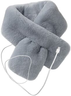 Leuke Verwarmde Sjaal Kraag Sjaals Usb Oplaadbare Hals Guard Warmer Professionele Pluche Halsdoek Valentijnsdag licht grijs