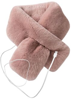 Leuke Verwarmde Sjaal Kraag Sjaals Usb Oplaadbare Hals Guard Warmer Professionele Pluche Halsdoek Valentijnsdag roze