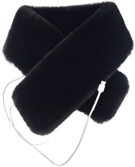 Leuke Verwarmde Sjaal Kraag Sjaals Usb Oplaadbare Hals Guard Warmer Professionele Pluche Halsdoek Valentijnsdag zwart