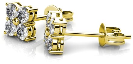 Leuke vierkante oorbellen - goud en kristal