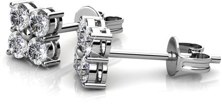 Leuke vierkante oorbellen - zilver en kristal