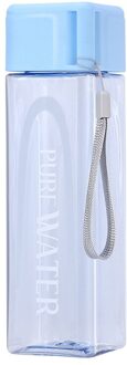 Leuke Vierkante Thee Melk Fruit Water Cup 480Ml Voor Water Flessen Drinken Met Touw Transparante Sport Koreaanse Stijl hittebestendige Blauw