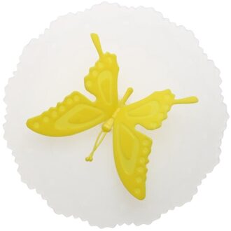 Leuke Vlinder Siliconen Cup Deksels anti-stof Lekvrij Mokken Cover Geel