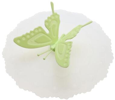 Leuke Vlinder Siliconen Cup Deksels anti-stof Lekvrij Mokken Cover Groen