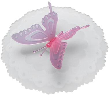 Leuke Vlinder Siliconen Cup Deksels anti-stof Lekvrij Mokken Cover Roze