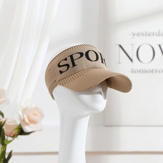 Leuke Vrouw Lege Top Gebreide Zonnehoed Vrouwelijke Sport Brief Borduurwerk Zonnebrandcrème Baseball Cap Lady Outdoor Vissen Rijden Sport khaki