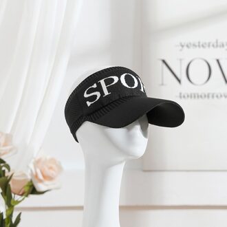 Leuke Vrouw Lege Top Gebreide Zonnehoed Vrouwelijke Sport Brief Borduurwerk Zonnebrandcrème Baseball Cap Lady Outdoor Vissen Rijden Sport zwart