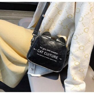 Leuke Vrouwen Handtas Kat Oor Zakken Purse Schouder Handtas Tote Messenger Hobo Satchel Bag Cross Body zwart