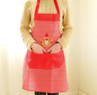 Leuke Vrouwen Lady Waterdichte Schort Jurk Restaurant Home Keuken Met Pocket Koken Katoenen Kiel Beer CF-03 Rood