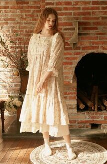 Leuke Vrouwen Prinses Stippen Jacquard Stof Kant Pyjama Sets.Vintage Bloemen Pyjama Pak. Dames Meisje Koninklijke Stijl Thuis Nachtkleding dress