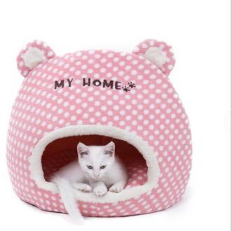 Leuke Warme Zachte Huis Voor Kat Mand Kleine Medium Puppy Kattenbakvulling Hond Bed Lounger voor Dier Cama Thuis kennel Cave roze