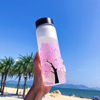 Leuke Water Fles Kawaii Kleur Veranderende Sakura Fles Met Beschermende Tas Voor Meisje Student Mode Sport Drinkfles 420ml