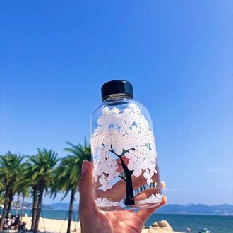 Leuke Water Fles Kawaii Kleur Veranderende Sakura Fles Met Beschermende Tas Voor Meisje Student Mode Sport Drinkfles 600ml