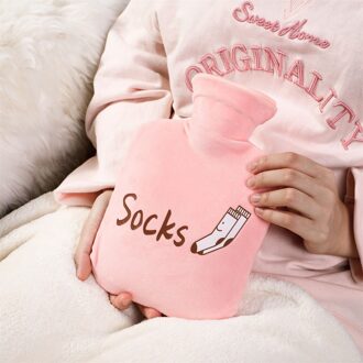 Leuke Water Fles Zak Voor Meisjes Pluche Schouder Handwarmer Warmte Pak Warme Buik Instant Pack Winter Water verwarming Pad 800ml roze