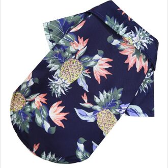 Leuke Zomer Strand Overhemd Hond Print Casual Pet Travel Ananas Gedrukt Korte Mouwen Puppy Kat Blouse Kleding donker blauw / XL
